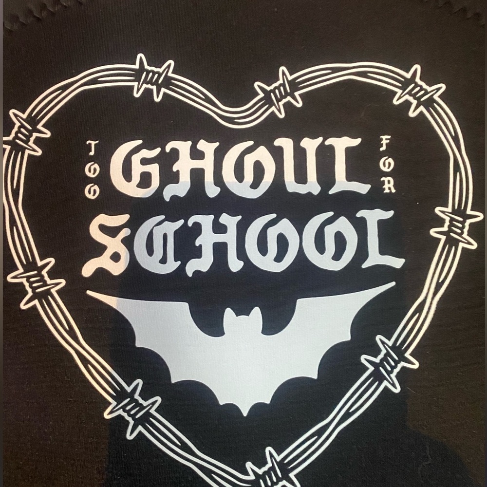 🔥NEW NEOPRENE BLACK LUNCH BAG too ghoul for school PUNK GOTH - Picture 4 of 5